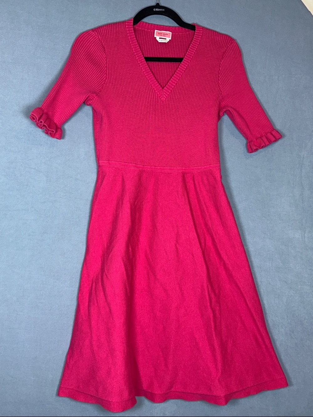 Kate Spade Ribbed Knit Sweater Dress Womens Medium Pink Mini Dress